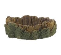 Reptile Water Drinking Plate for Tortoise and Lizard Resin Bowl | Brown Wood Grain Look, Non Slip Base, Terrarium Decor for Home and Desert Habitat Tanks