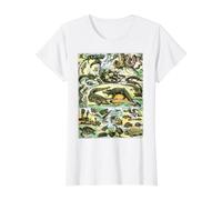 Reptiles Collection Table Turtle Snake Species Vintage Value Graphic T-Shirt, Women, White, M