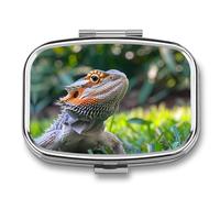 Reptiles Iguana Bearded Dragon Lizard Travel Pill Box Portable Pill Organizer Medical Box Pill Case Pill Container for Men Women