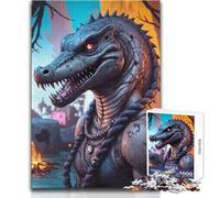 Reptilian Warrior Portrait 1000-piece Jigsaw Puzzles Mindful Learning Fun Game Unique Gift for Joyful Celebrations Size 38x52cm