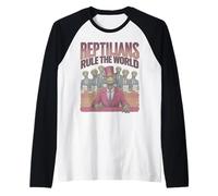 Reptilians Rule The World for Conspiracy Theorists Men Women Raglan Baseball Tee