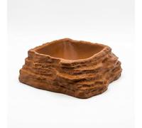 ReptiRock 3D Printed Reptile Worm Dish - Escape-Proof Worms and Mealworm Feeder Bowl - Eco-Friendly PLA Rock Texture Food Water Dish for Bearded Dragon, Gecko, Lizard, Brown