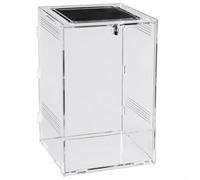 Repto Terra Clear Acrylic Terrarium with Mesh Top & Safety Lock - Compact Reptile & Invertebrate Enclosure, High Clarity, Easy Assembly (19.5 x 18.5 x 29)