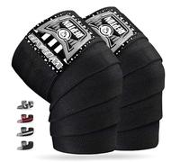 Repton Knee Wraps Pair Weightlifting | Elasticated Knee Straps for Gym and Workout | Compression Support Wraps for Powerlifting, Squats & Cross Training (Black)