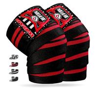 Repton Knee Wraps Pair Weightlifting | Elasticated Knee Straps for Gym and Workout | Compression Support Wraps for Powerlifting, Squats & Cross Training (Black & Red)