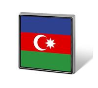 Republic Of Azerbaijan Flag Lapel Pin, Creative National Flag Square/Circle/Heart-Shaped Badge Brooch Pins, Patriotic National Style Souvenir Novelty Accessory For Unisex