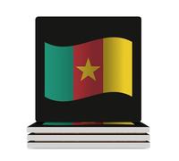 Republic of Cameroon Ceramic Coaster Set Cork-Backed for Drinks Square Heat Resistant Coasters Table Protection for Tea Coffee