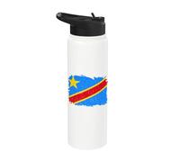 Republic of Congo DRC Vintage Congolese Roots Congo Flag Stainless Steel Insulated Water Bottle