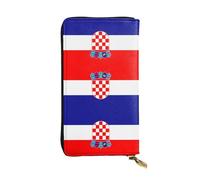 Republic of Croatia Flag Patterned Leather Long Wallet (7.5 * 4.1 inches) | Extra Large Multi-Function Compartment | Great Gift