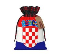 Republic of Croatia flag Print Christmas Drawstring Bags Snack Wrap, Reusable Holiday Treat Sacks for Presents M