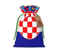 Republic of Croatia flag Print Drawstring Favor Bags, S Holiday Pouches, Treat Sacks, Christmas Treat Bags
