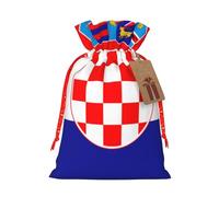 Republic of Croatia flag Print Drawstring Favor Bags, S Holiday Pouches, Treat Sacks, Christmas Treat Bags