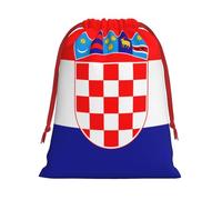 Republic of Croatia flag Print Holiday Drawstring Bag, Treat Pouch Wrap,Reusable Event Favor,Daily Storage Bag S