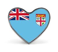 Republic Of Fiji Flag Lapel Pin, Creative National Flag Square/Circle/Heart-Shaped Badge Brooch Pins, Patriotic National Style Souvenir Novelty Accessory For Unisex