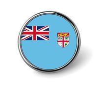 Republic Of Fiji Flag Lapel Pin, Creative National Flag Square/Circle/Heart-Shaped Badge Brooch Pins, Patriotic National Style Souvenir Novelty Accessory For Unisex