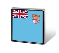 Republic Of Fiji Flag Lapel Pin, Creative National Flag Square/Circle/Heart-Shaped Badge Brooch Pins, Patriotic National Style Souvenir Novelty Accessory For Unisex