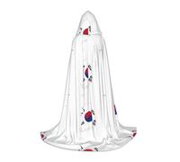 Republic of Korea Flag Map Print Hooded Robe Adult Wizard Robes Monk Priest Cloak Halloween Cosplay Knight Hood Cape, Black, Medium