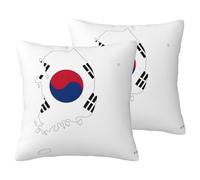 Republic Of Korea Flag Map Print Imitation Linen Pillowcase-2 Sets, Decorative Throw Pillow Covers For Living Room Bed Sofa
