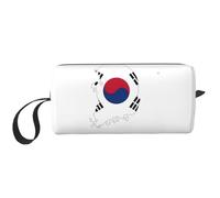 Republic of Korea Flag Map print Travel Toiletry Pouch, Pencil Bag Canvas Makeup Bag, Multi-Purpose Cosmetic Bag with Zipper, White, One Size