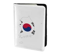 Republic of Korea Flag Map print Travel Wallet Passport Holder Case for Family Leather Passport Cover for Men Women, Black, One Size