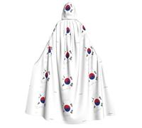 Republic of Korea Flag Map print Unisex Medieval Viking Hooded Cape Cloak for Halloween Cosplay, Christmas Party Costume Outfits