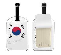 Republic of Korea Flag Map Printed Leather Luggage Tag, Durable Baggage Identifier, Soft PU ID Label, for Business Travel