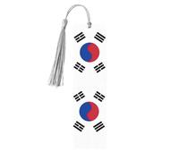 Republic of Korea Flag Wooden Bookmark with Tassel for Reading, Perfect Gift for Book Lovers