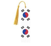 Republic of Korea Flag Wooden Bookmark with Tassel for Reading, Perfect Gift for Book Lovers