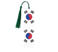 Republic of Korea Flag Wooden Bookmark with Tassel for Reading, Perfect Gift for Book Lovers