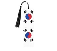 Republic of Korea Flag Wooden Bookmark with Tassel for Reading, Perfect Gift for Book Lovers