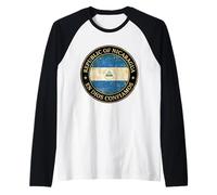 Republic of Nicaragua Vintage Distressed Circular Seal Raglan Baseball Tee