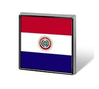 Republic Of Paraguay Flag Lapel Pin, Creative National Flag Square/Circle/Heart-Shaped Badge Brooch Pins, Patriotic National Style Souvenir Novelty Accessory For Unisex