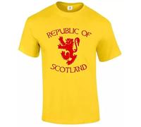 Republic of Scotland T-Shirt Men's Scottish Independence Gift Tee Top(Yellow-Red,XL)