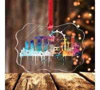 Republic of Singapore City Landscape Christmas Ornaments Republic of Singapore Skyline Christmas Tree Ornament Keepsake Acrylic Christmas Bauble for Christmas Tree Decorations Xmas Holiday Decor