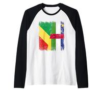 Republic of The Congo Central African Republic Half Flag Raglan Baseball Tee