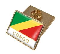 Republic Of The Congo Flag Rectangle Brooch - Vintage Patriotic Banner Print Lapel Pin,Novel Nation Badge Backpack Clothes Accessories Jewelry Gift Character