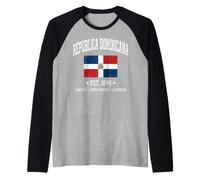 Republica Dominicana Est 1844 Vintage Nautical Flag Raglan Baseball Tee