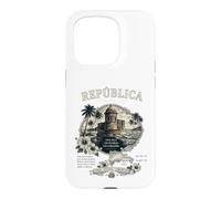 Republica Dominicana Vintage Art with Coastal Fort and Map Case for iPhone 15 Pro