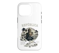 Republica Dominicana Vintage Art with Coastal Fort and Map Case for iPhone 16 Pro