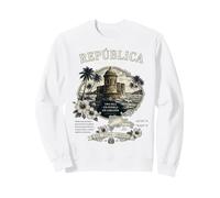 Republica Dominicana Vintage Art with Coastal Fort and Map Sweatshirt