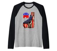 Republican Behind US Flag Republican Party Election Raglan Baseball Tee