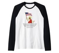 Republican Jesus Holding American Flag Protest Raglan Baseball Tee
