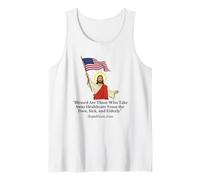 Republican Jesus Holding American Flag Protest Tank Top