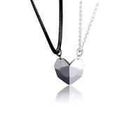 REQAG 2 Pieces Magnetic Couple Necklaces, Heart Pendant Puzzle, Mutual Attraction, Love Gift, Women Men Unisex, Valentine's Day