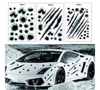 REQAG 3 Sheets Bullet Holes Sticker Set as Car Sticker PET Waterproof 3D Bullet Holes Vinyl Film for Scooter Moped Motorcycle Helmet Notebook Laptop Smartphone