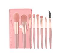 REQAG Set of 8 Makeup Brushes High-end Brushes Mini Portable Makeup Brush with PU Leather Bag Set Suitable for Blush and Eye Concealer Foundation