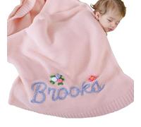 REQTYUI Personalized Baby Blanket for Boys Girls with Hand Embroidered Name Super Soft Blanket, Custom Warm Lightweight Baby Receiving Blankets Backing for Toddler Nursery(Light Pink)