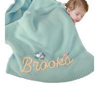 REQTYUI Personalized Baby Blanket for Boys Girls with Hand Embroidered Name Super Soft Blanket, Custom Warm Lightweight Baby Receiving Blankets Backing for Toddler Nursery(Green)