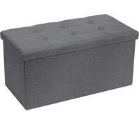 Requena Ottoman 76 X 38 X 38Cm Linen Fabric Folding Storage Footstool Storage Box Dark Grey