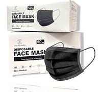 REQUISITE NEEDS 100 Face Mask Black Disposable for Adults, Disposable Breathable Face Coverings, Face Masks Breathable,3 Layer Face Masks Suitable For Sensitive Skin (Black)
